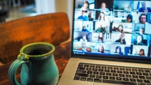 Close up of the screen during a virtual meeting