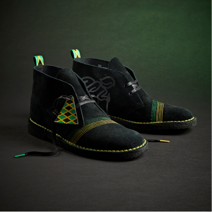 Side view of the premium black suede Desert Boots, Desert Jamaica.
